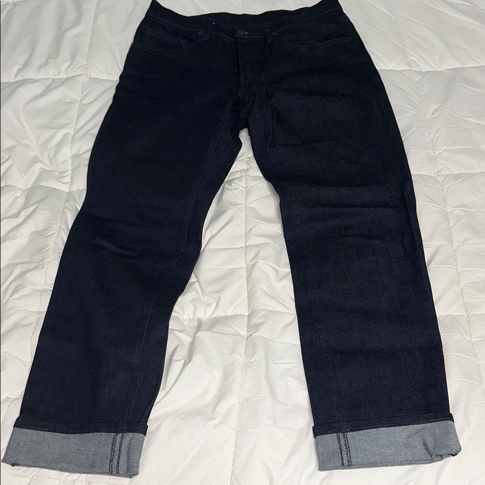Michael Andrews Bespoke denim jeans Actual 31x30 Navy button fly 31 x 29.5